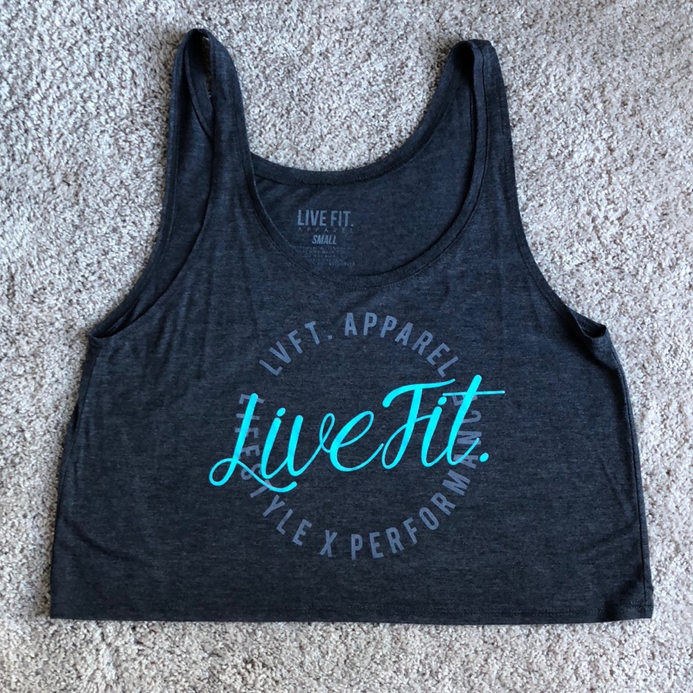 LIVE FIT APPAREL GREY TANK CROP TOP